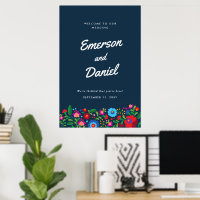 Navy Blue Mexican Embroidery Wedding Welcome