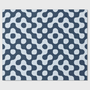 Navy Blue Mid Century Retro Geometric Wrapping Paper