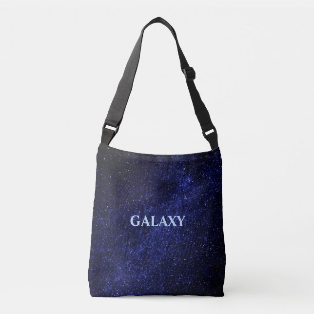 Navy blue Milky way galaxy & calligraphy Crossbody Bag (Front)