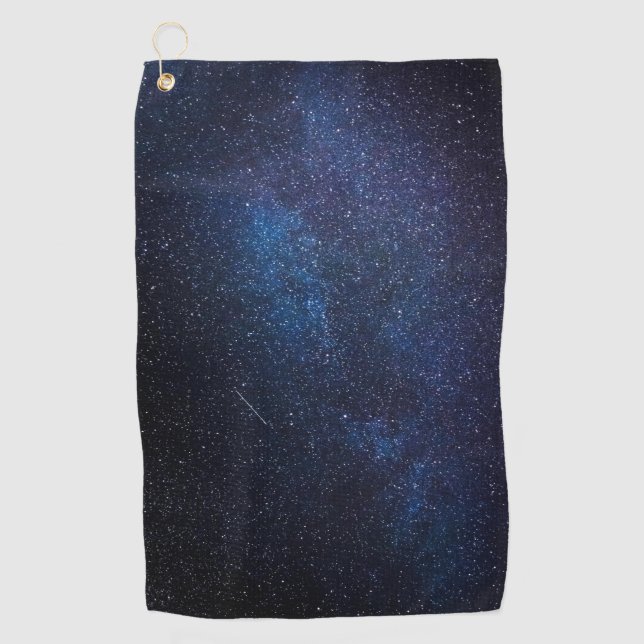 Navy Blue Milkyway Nightsky Galaxy Photograph  Golf Towel (Front)