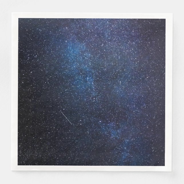 Navy Blue Milkyway Nightsky Galaxy Photograph Napkin (Front)