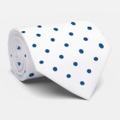 Navy Blue Mini Polka Dot Pattern on White Tie (Rolled)