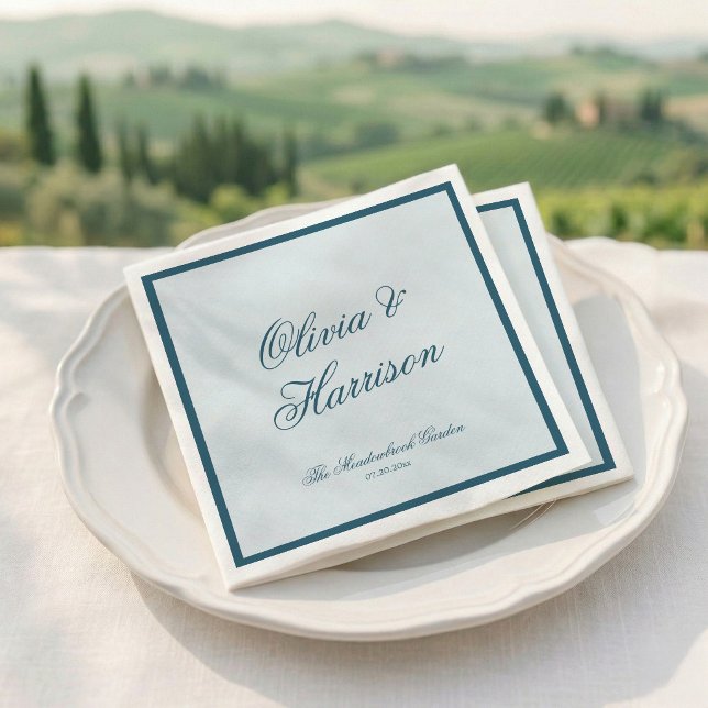Navy Blue Minimal Elegant Wedding Napkins (Creator Uploaded)