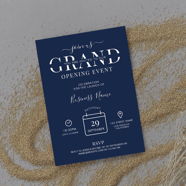 Navy Blue Minimal Logo Corporate Grand Opening Invitation (Creator Uploaded)