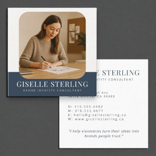 Navy Blue Minimal Professional Company Name Square Business Card