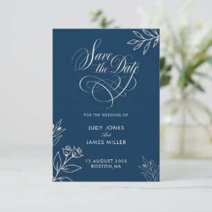 NAVY BLUE MINIMAL RUSTIC CLASSY SIMPLE SAVE THE DATE
