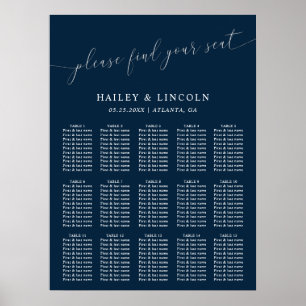 Navy Blue Minimal Wedding Seating Chart