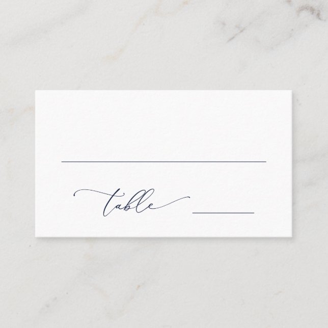 Navy Blue Minimalist 3 Wedding Table Number  Place Card (Front)