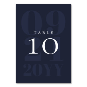 Navy Blue Minimalist Bold Type Wedding Table Number