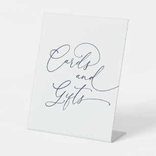 Navy Blue Minimalist Cards and Gifts Pedestal Sign