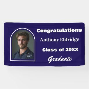 Navy Blue Minimalist Graduation Banner