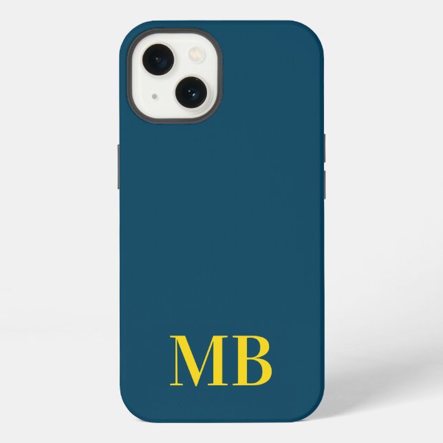 Navy Blue Minimalist Modern Initial Monogram iPhone Case (Back)
