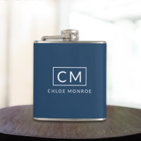 Navy Blue Minimalist Modern Monogram Name