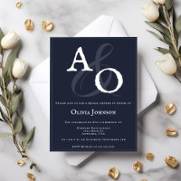 Navy Blue Minimalist Monogram Bridal Shower