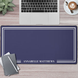 Navy Blue Minimalist Monogram Desk Mat