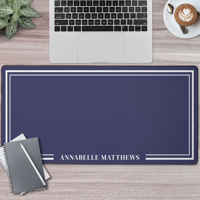 Navy Blue Minimalist Monogram Desk Mat (Navy Blue Minimalist Monogram Desk Mat )