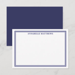 Navy Blue Minimalist Name Monogram Card