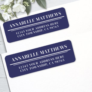 Navy Blue Minimalist Return Address