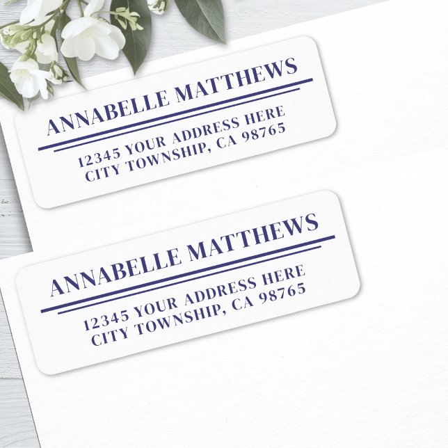Navy Blue Minimalist Return Address (Navy Blue Minimalist Return Address Label )