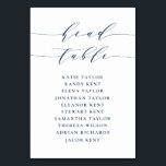 Navy Blue Minimalist Script Seating Wedding Table Number<br><div class="desc">Customisable table number seating plan. It features a navy blue whimsical script and classic typography. Personalise by adding your own details. This minimalist table seating plan is perfect for weddings,  baby showers,  bridal showers,  birthdays,  and so much more.</div>