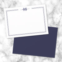 Navy Blue Minimalist Two Border Monogram