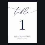 Navy Blue Minimalist Wedding | Event Custom Table  Number<br><div class="desc">(**PLEASE NOTE: To order,  simply adjust your table number (and name/date) and add each number to your cart separately. Then check out once you are finished.) Beautiful,  elegant,  modern and minimalist,  table number card. Fully customisable with your names (or Event Name) and Date.</div>