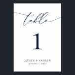 Navy Blue Minimalist Wedding | Event Custom Table  Number<br><div class="desc">(**PLEASE NOTE: To order,  simply adjust your table number (and name/date) and add each number to your cart separately. Then check out once you are finished.) Beautiful,  elegant,  modern and minimalist,  table number card. Fully customisable with your names (or Event Name) and Date.</div>