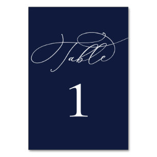 Navy Blue Minimalist Wedding Shower Table Number