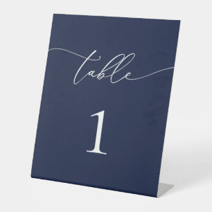 Navy Blue Minimalist Wedding Table Number Table Te Pedestal Sign