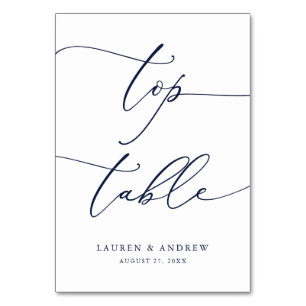 Navy Blue Minimalist Wedding Top Table Custom Table Number