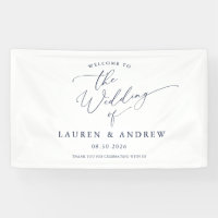 Navy Blue Minimalist Welcome to Our Wedding 1