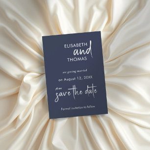 Navy Blue minimalistic elegant save the date card