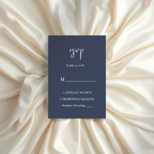 Navy blue minimalistic modern elegant rsvp card