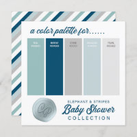 Navy Blue & Mint Baby Shower Colour Palette Card