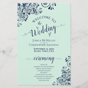 Navy Blue & Mint Green BUDGET Wedding Program
