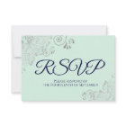 Navy Blue & Mint Green Elegant Silver Lace Wedding