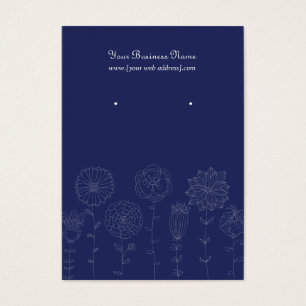 Navy Blue Mod Flowers Custom Earring Card