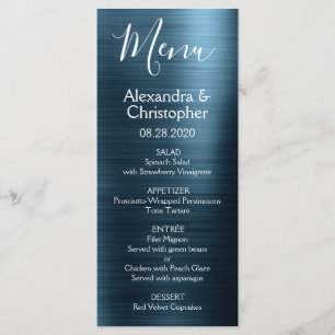 Navy Blue Modern and Elegant Wedding Menu