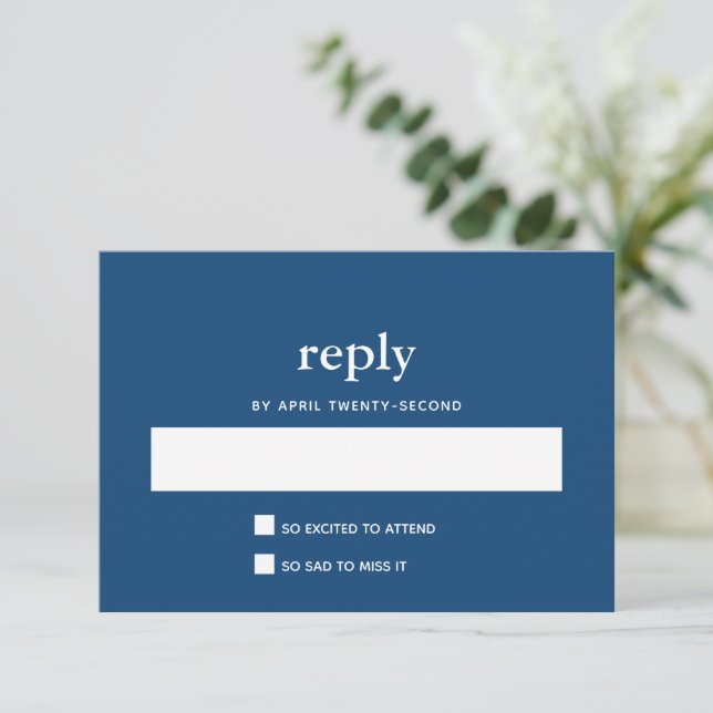 Navy Blue Modern Bar Mitzvah II Postcard Reply (Standing Front)