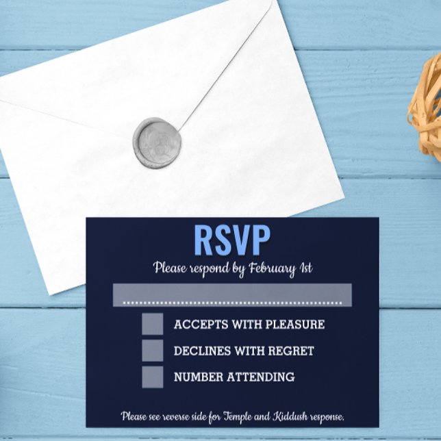 Navy Blue Modern Bar Mitzvah RSVP with Options (Creator Uploaded)