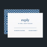 Navy Blue Modern Bar Mitzvah White Reply Card<br><div class="desc">This trendy insert card features bold lettering on the front and a modern pattern on the back.  Add your text using the template form.  Change the font,  layout and colours using the Customise feature.</div>