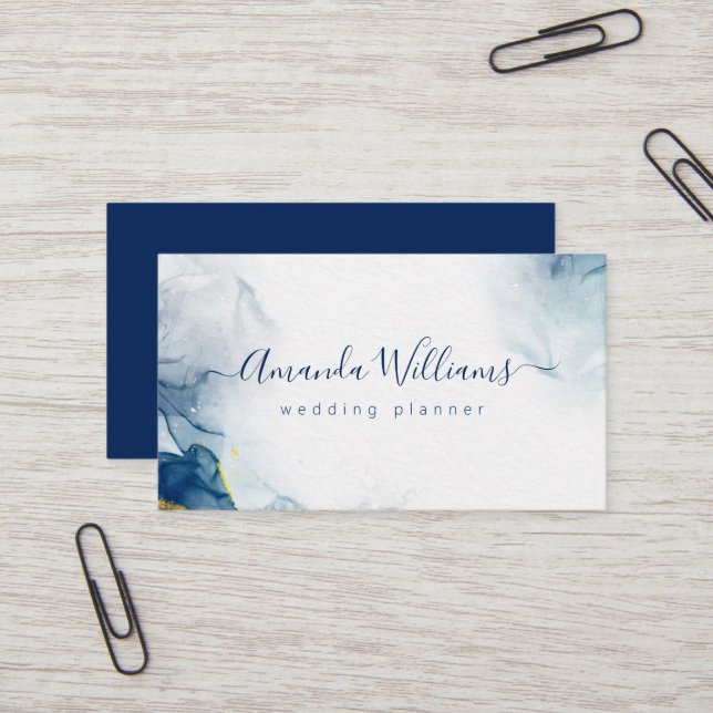 Navy Blue Modern Business Card (Front/Back In Situ)