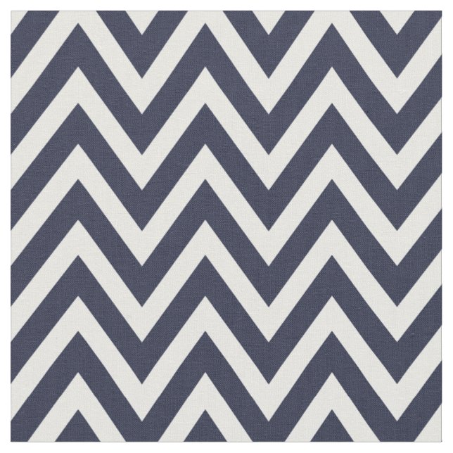 Navy Blue Modern Chevron Stripes Fabric (Close Up)