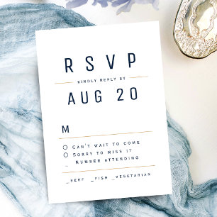 Navy Blue Modern Chic Simple Typography RSVP Card