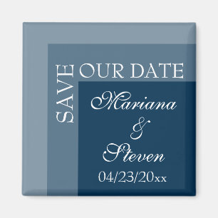 Navy Blue Modern Chic Wedding Magnet