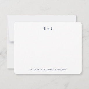 Navy Blue Modern Couple Monogram Personalised Card