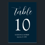 Navy Blue Modern Elegance Wedding Table Number<br><div class="desc">Trendy,  minimalist wedding table number cards featuring white modern lettering with "Table" in a modern calligraphy script.  The design repeats on the back. To order the table cards: add your name,  wedding date,  and table number. Add each number to your cart individually and check out when you're finished.</div>