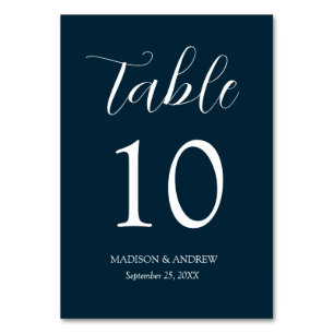 Navy Blue Modern Elegance Wedding Table Number