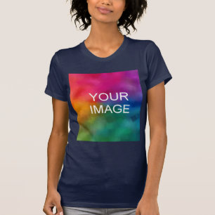 Navy Blue Modern Elegant Trendy Template Upload T-Shirt