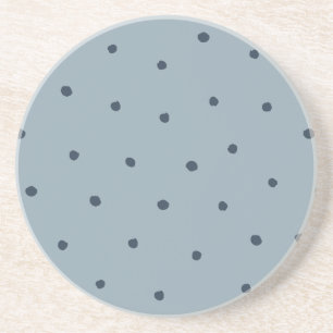 Navy Blue Modern Farmhouse Polka Dot Pattern Coaster